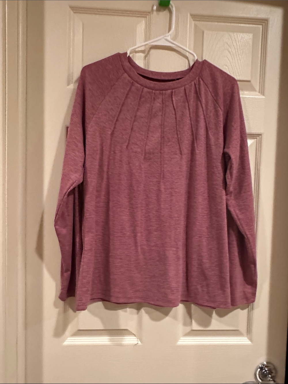 Mauve Long Sleeve Pleated Neck Top